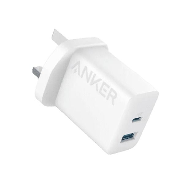 شاحن حائط عالي السرعة 20 واط بمنفذين من Anker | أبيض شاحن حائط عالي السرعة 20 واط بمنفذين من Anker | أبيض